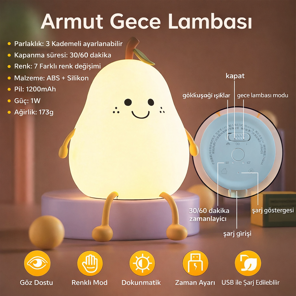 Sevimli Armut Gece Lambası